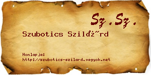 Szubotics Szilárd névjegykártya
